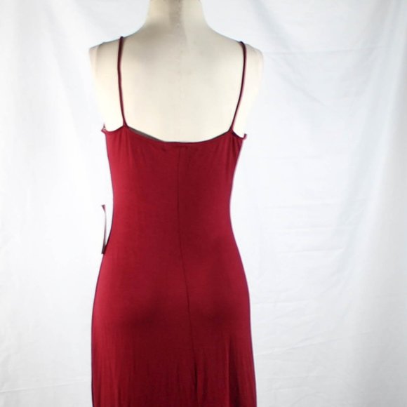 NWT Burgundy Cranberry Maxi Dress with Slits and Cross Stitch Cleavage - Picture 11 of 16